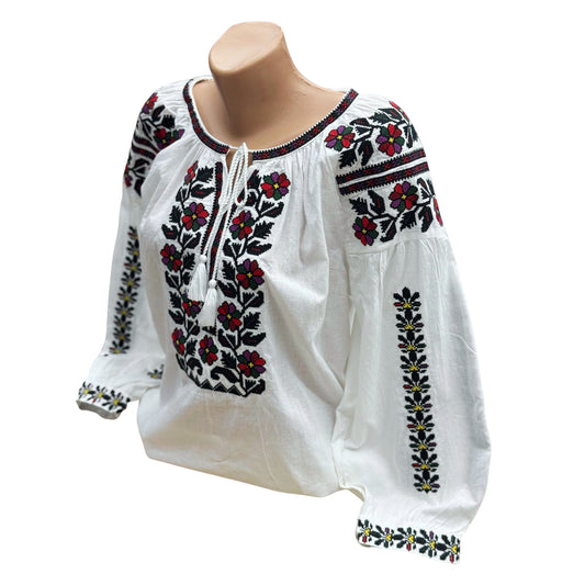 Ie tradițională românească din bumbac, multicoloră