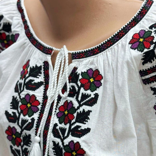 Ie tradițională românească din bumbac, multicoloră