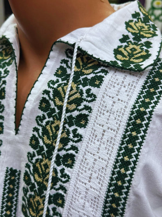 Ie bărbătească tradițională din bumbac, verde