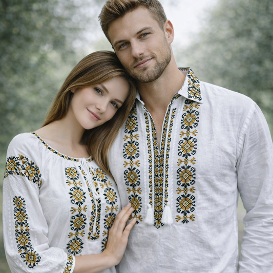 Pachet El & Ea – Ie tradițională românească galben/negru