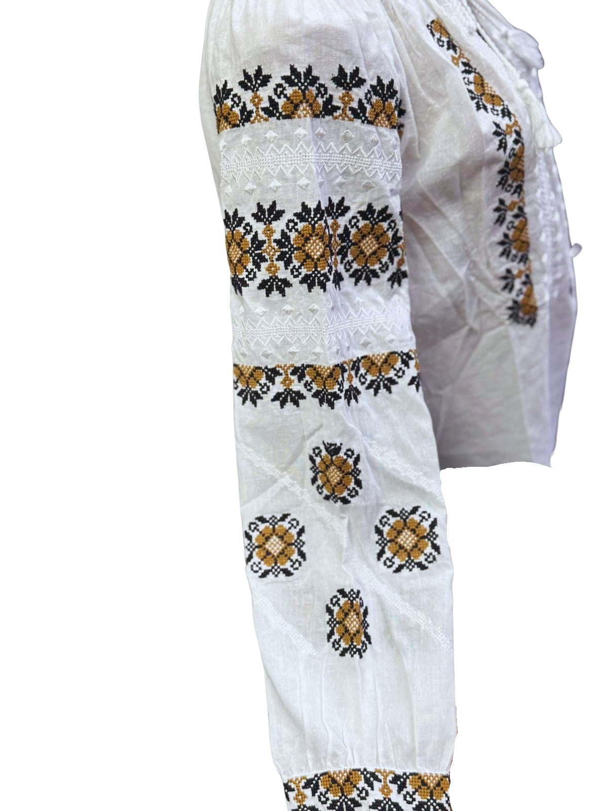 Ie tradițională românească din bumbac, galben/negru