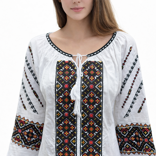 Ie tradițională românească din bumbac, stil maramureșean